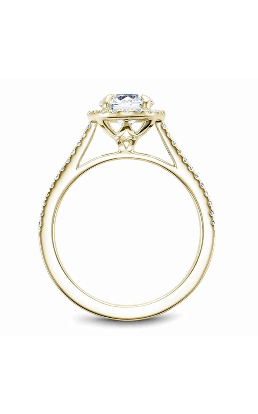 14K Yellow Gold Halo Round Engagement Ring