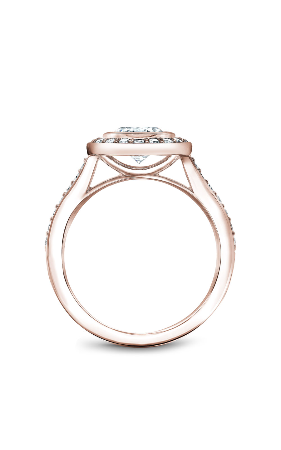 14K Rose Gold Halo Round Engagement Ring