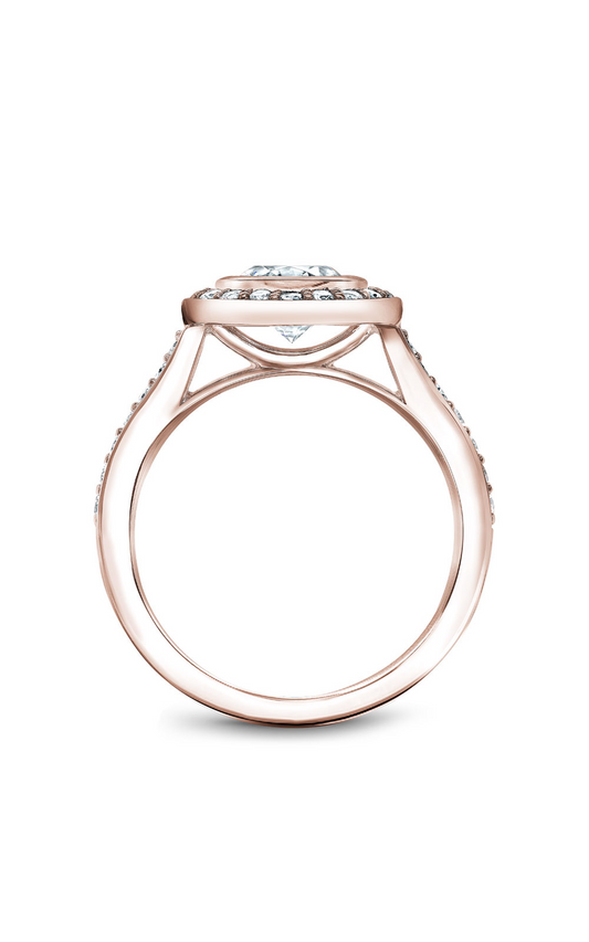 14K Rose Gold Halo Round Engagement Ring