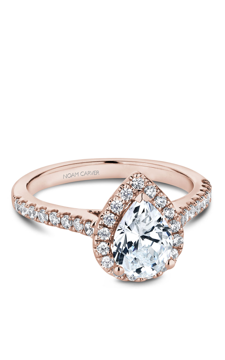 14K Rose Gold Halo Pear Engagement Ring