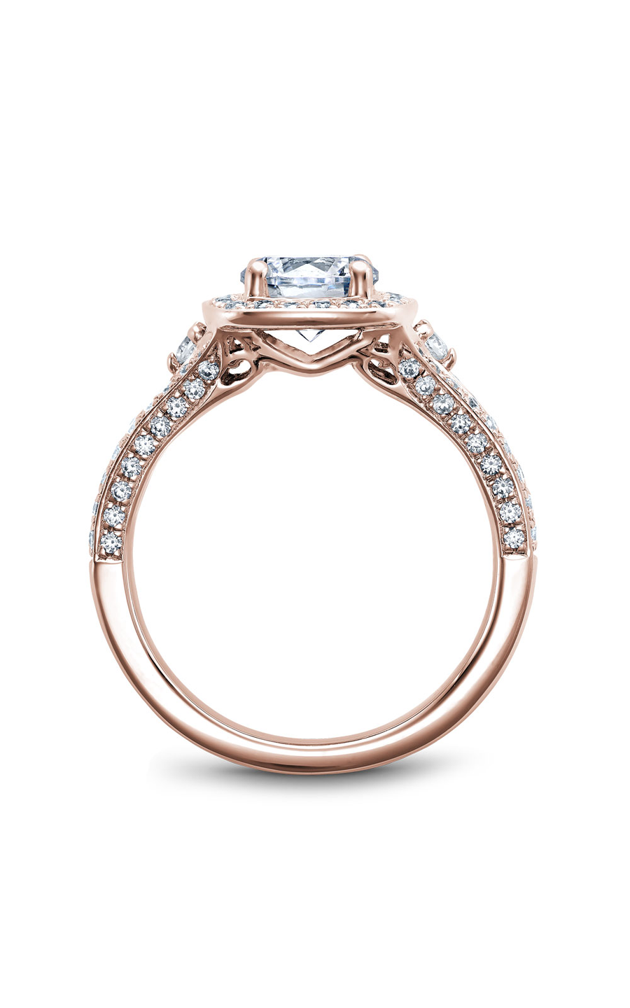 14K Rose Gold Halo Round Engagement Ring