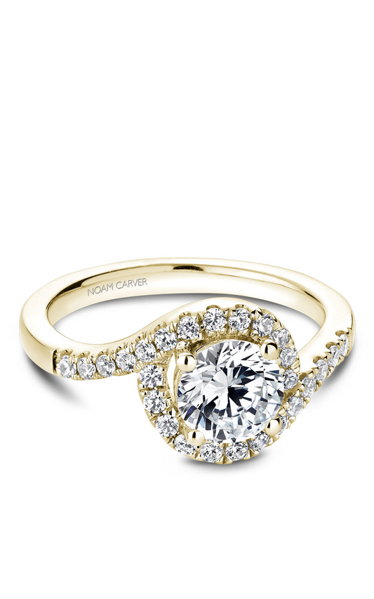 14K Yellow Gold Halo Round Engagement Ring