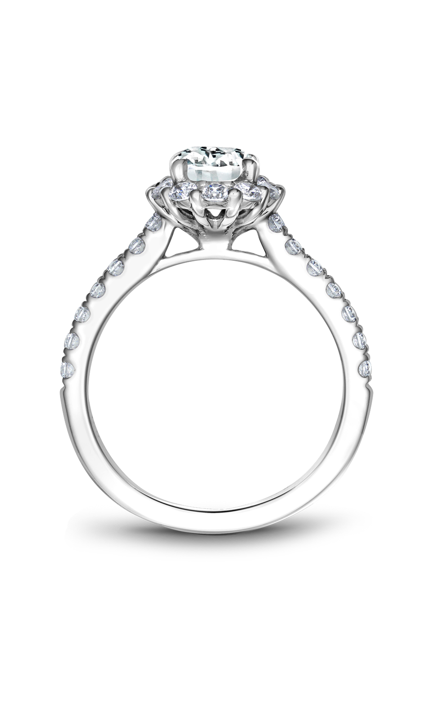 14K White Gold Halo Oval Engagement Ring
