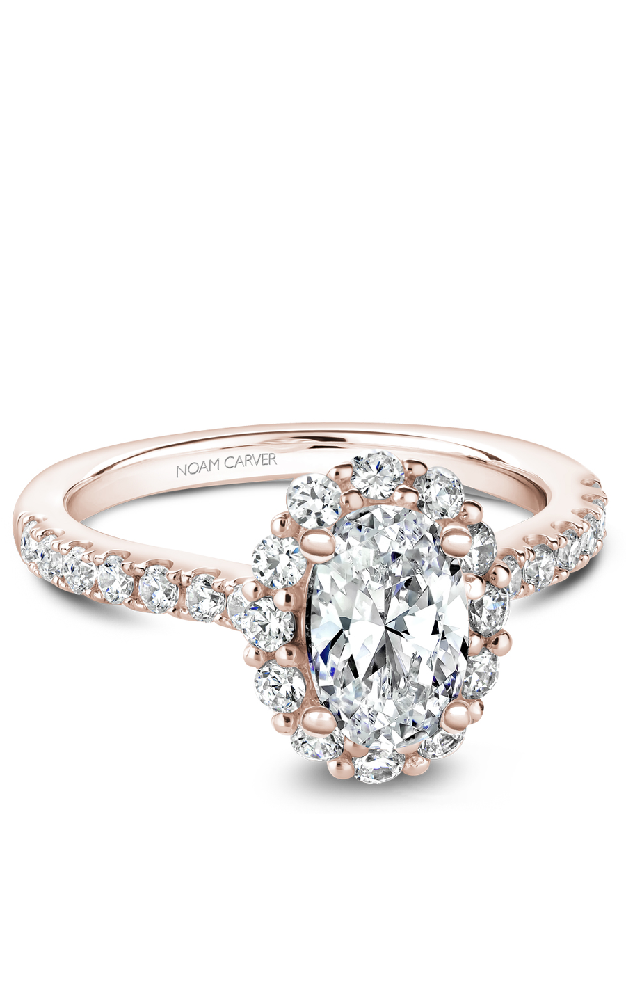 14K Rose Gold Halo Oval Engagement Ring