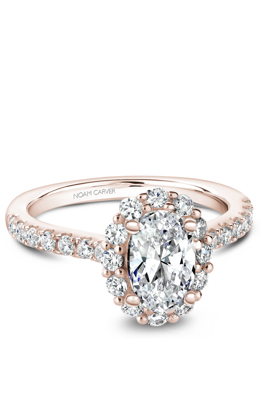 14K Rose Gold Halo Oval Engagement Ring