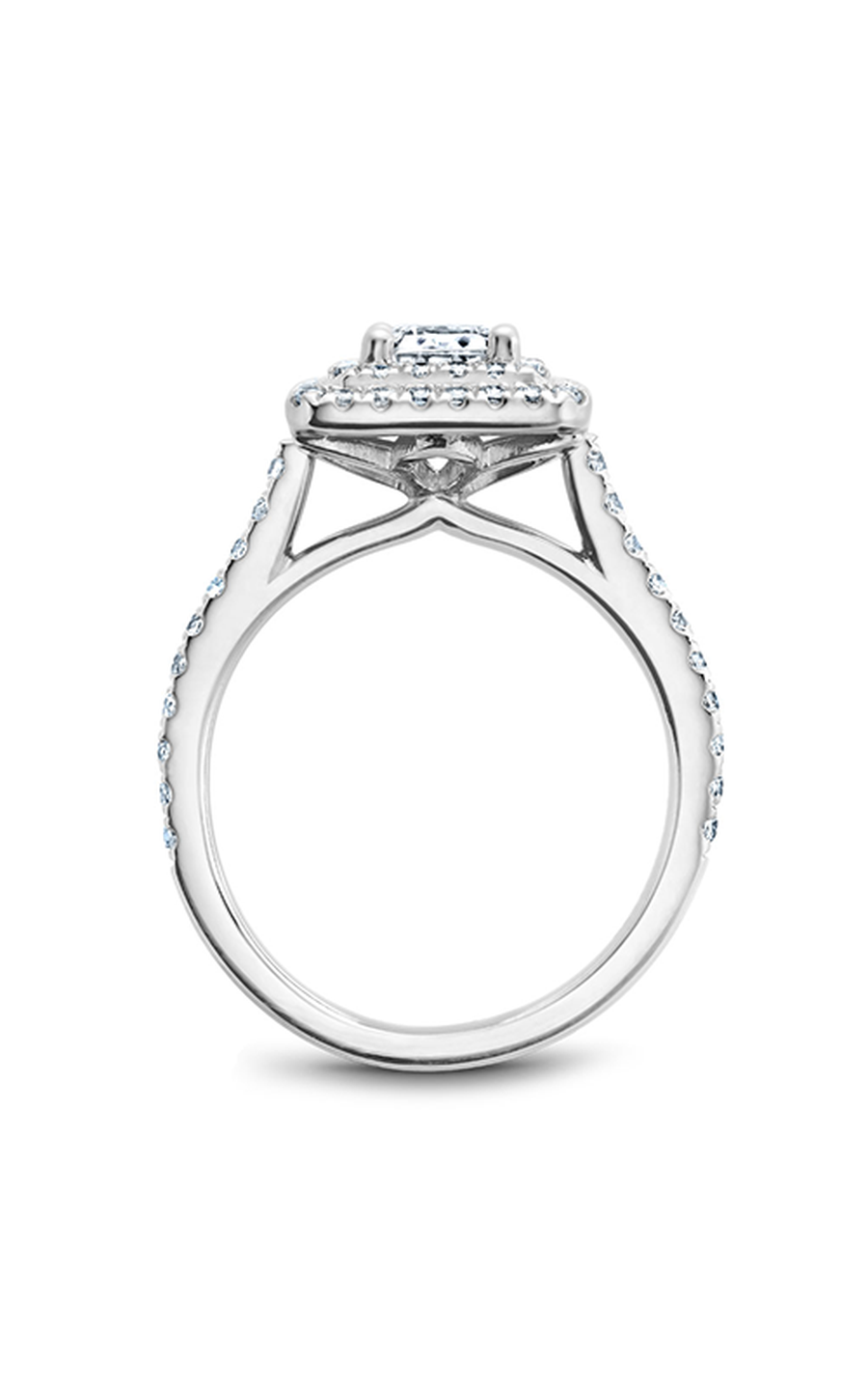 14K White Gold Halo Emerald Engagement Ring