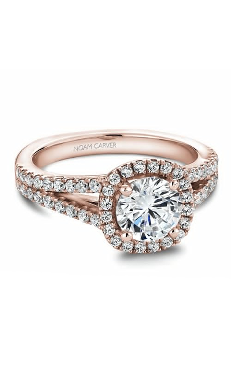 18K Rose Gold Halo Round Engagement Ring