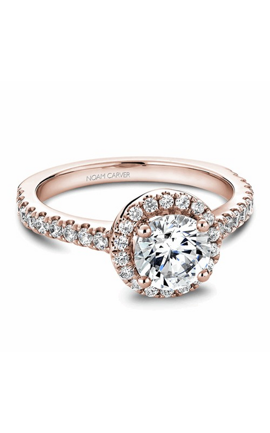18K Rose Gold Halo Round Engagement Ring