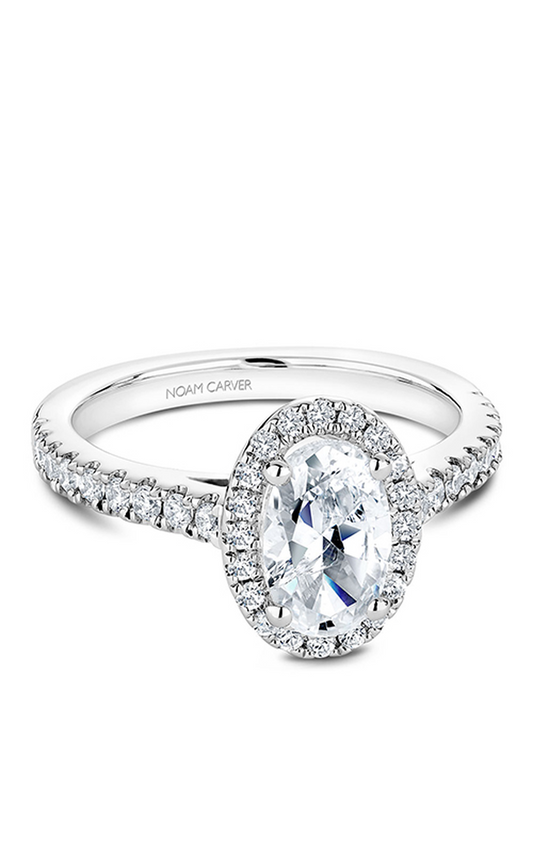 18K White Gold Halo Oval Engagement Ring