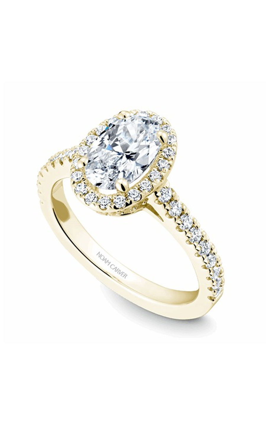 18K Yellow Gold Halo Oval Engagement Ring