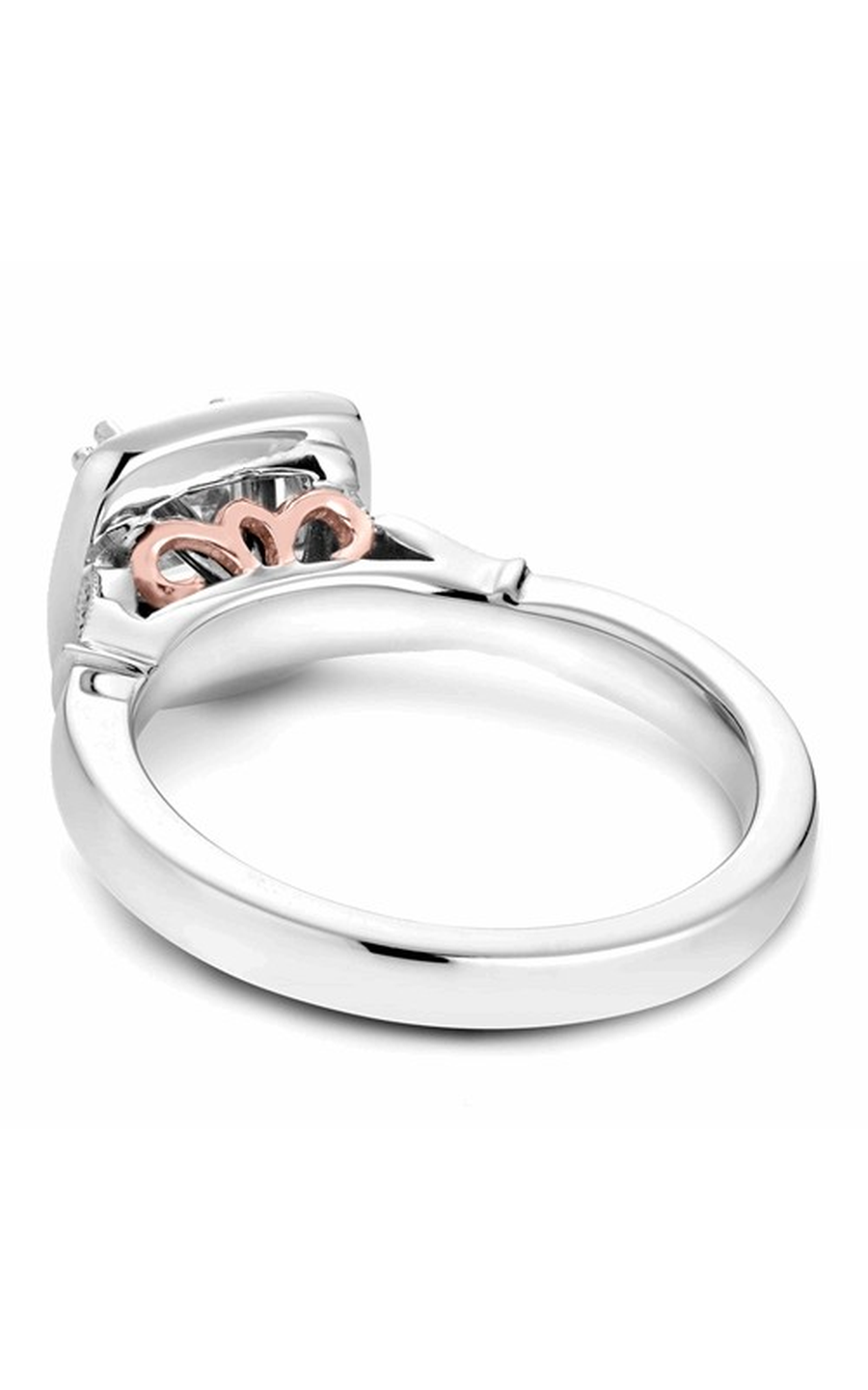 18K Rose Gold and 18K White Gold Halo Cushion Engagement Ring
