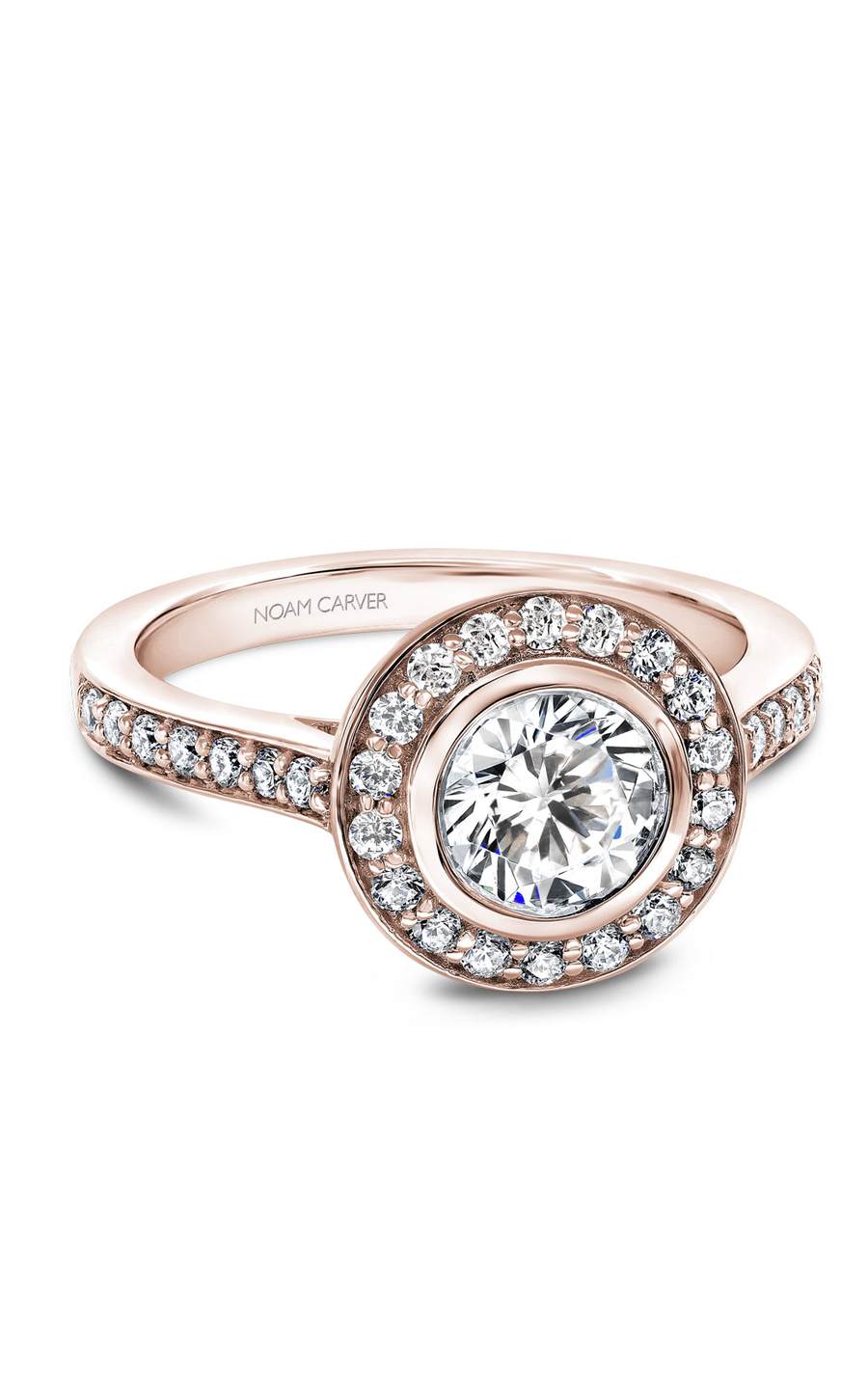 18K Rose Gold Halo Round Engagement Ring