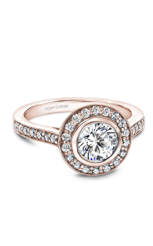 18K Rose Gold Halo Round Engagement Ring
