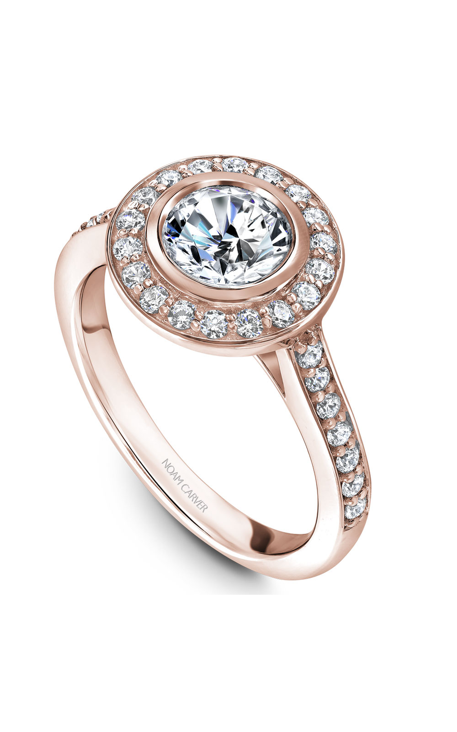 18K Rose Gold Halo Round Engagement Ring