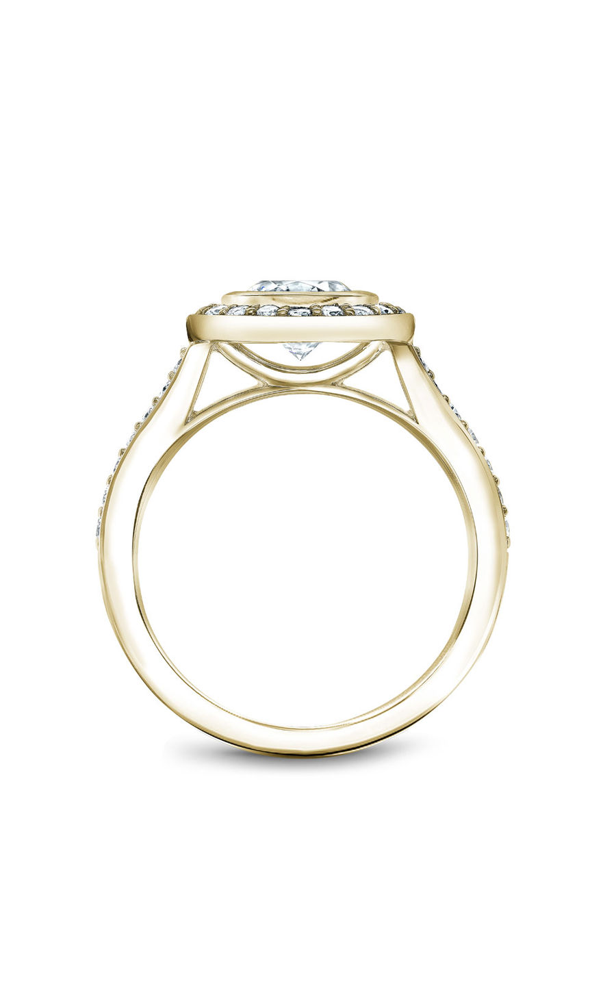18K Yellow Gold Halo Round Engagement Ring