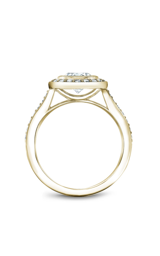 18K Yellow Gold Halo Round Engagement Ring