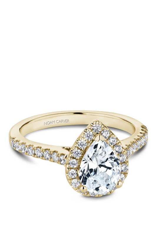 18K Yellow Gold Halo Pear Engagement Ring