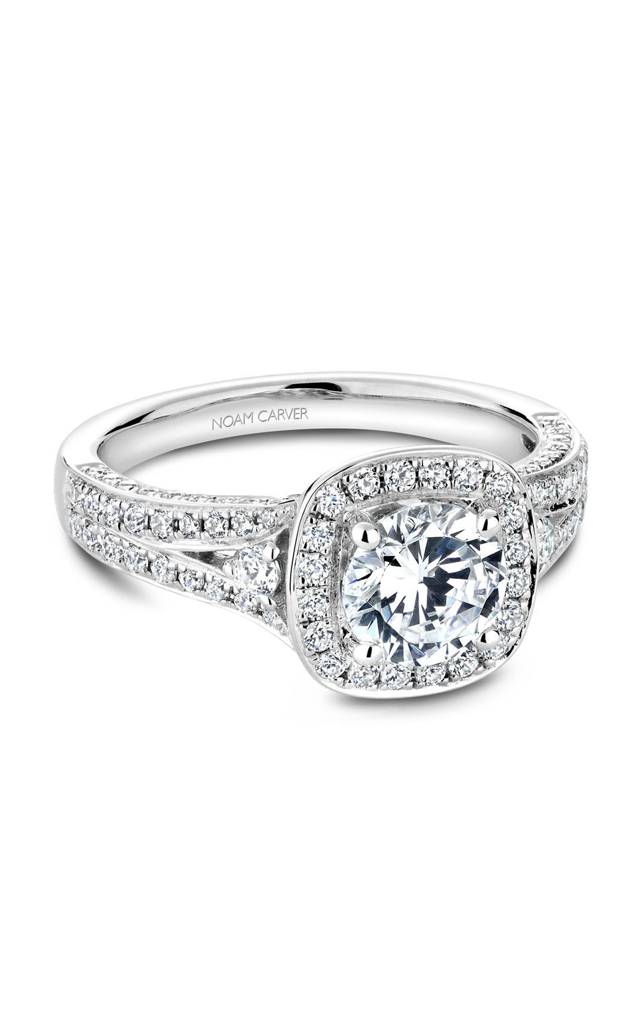 18K White Gold Halo Round Engagement Ring
