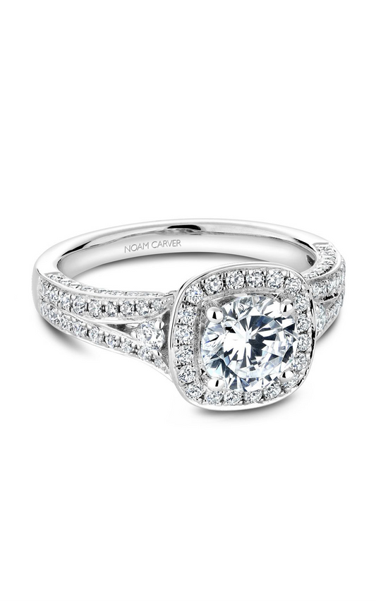 18K White Gold Halo Round Engagement Ring