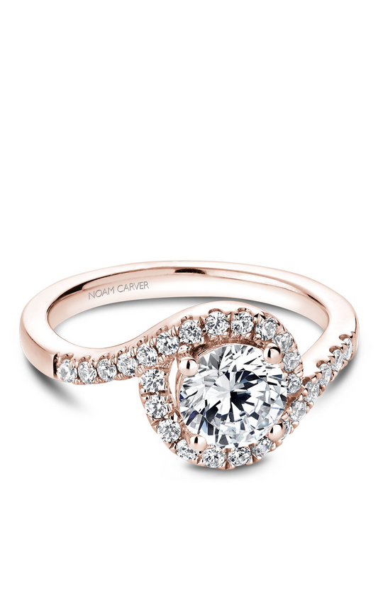 18K Rose Gold Halo Round Engagement Ring