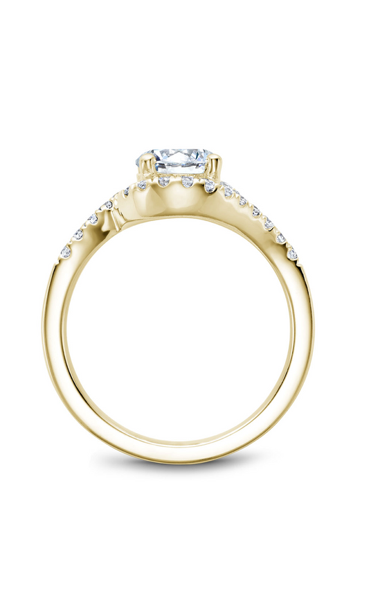 18K Yellow Gold Halo Round Engagement Ring