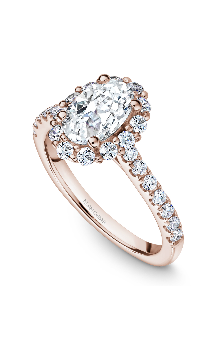 18K Rose Gold Halo Oval Engagement Ring