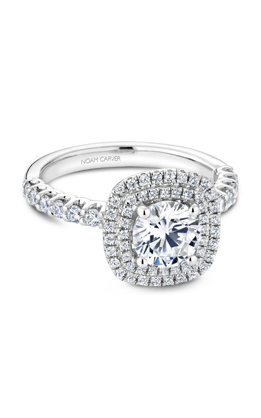 18K White Gold Halo Round Engagement Ring