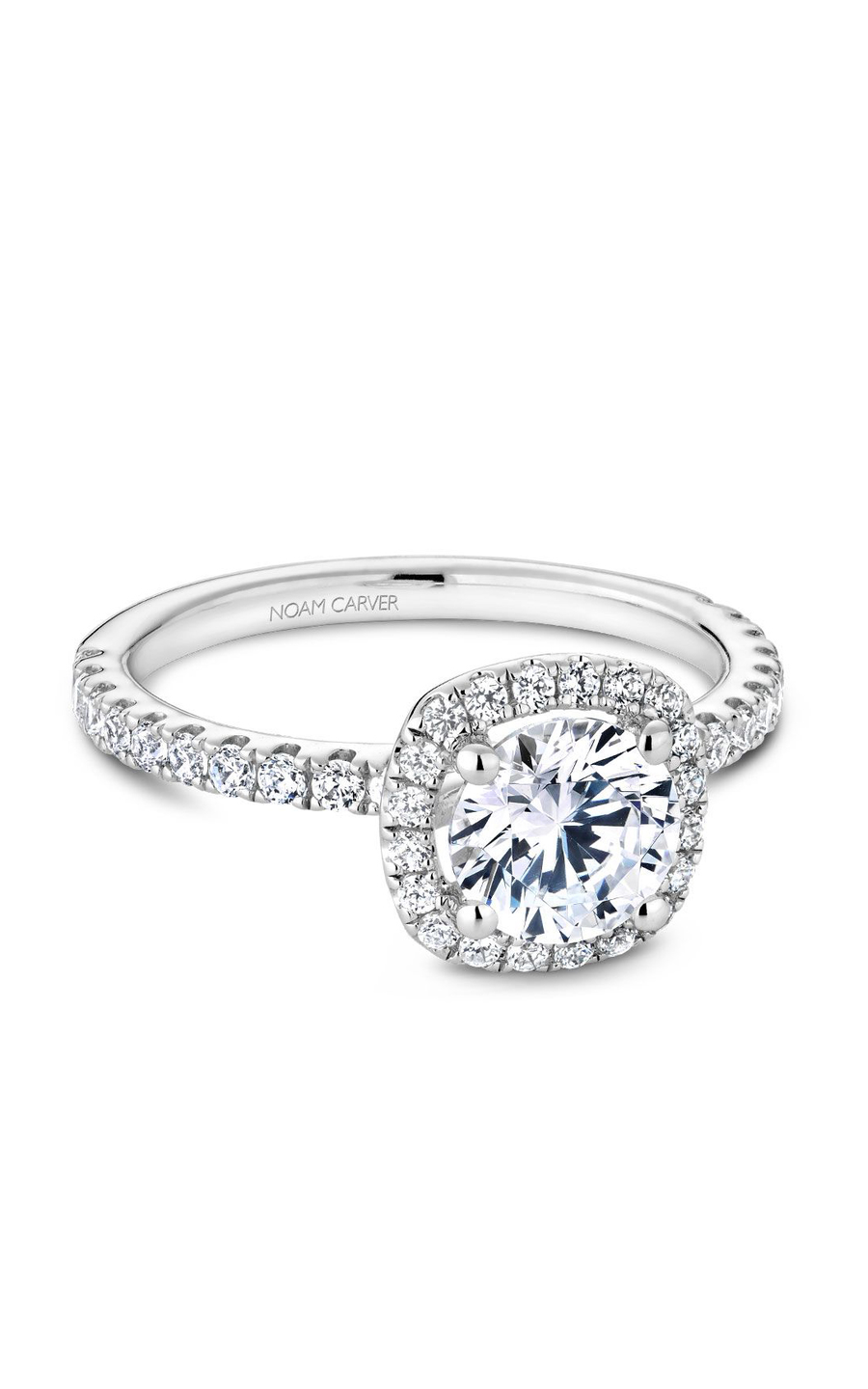18K White Gold Halo Round Engagement Ring