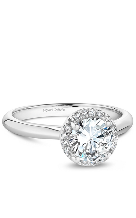 18K White Gold Halo Round Engagement Ring