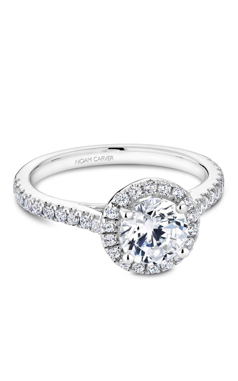 18K White Gold Halo Round Engagement Ring