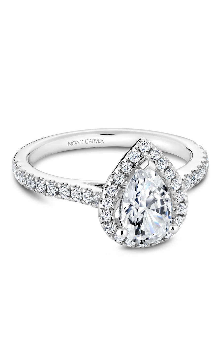 18K White Gold Halo Pear Engagement Ring