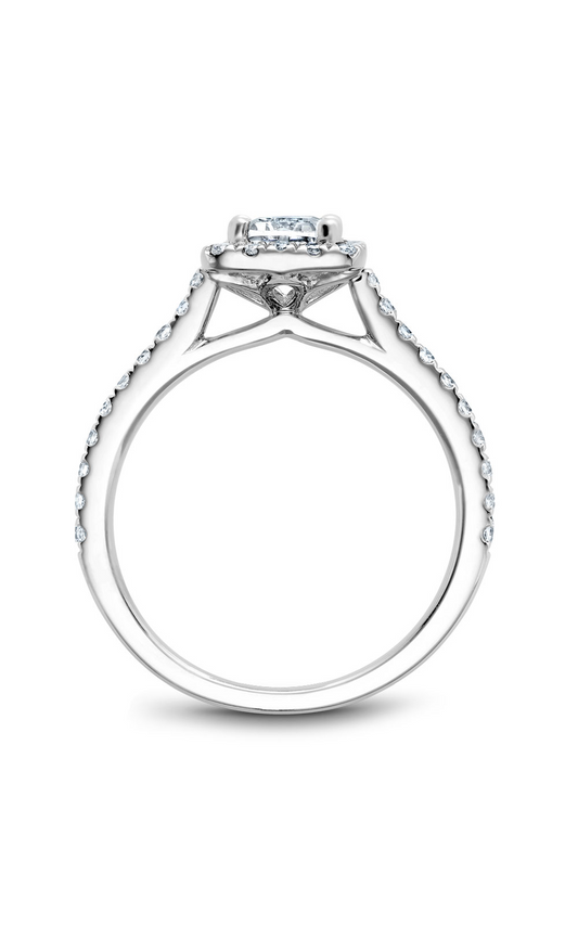 18K White Gold Halo Emerald Engagement Ring
