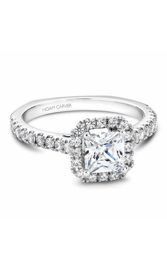 Platinum Halo Princess Engagement Ring