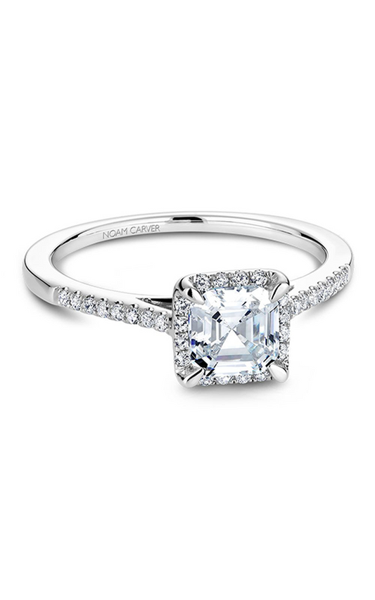Platinum Halo Asscher Engagement Ring