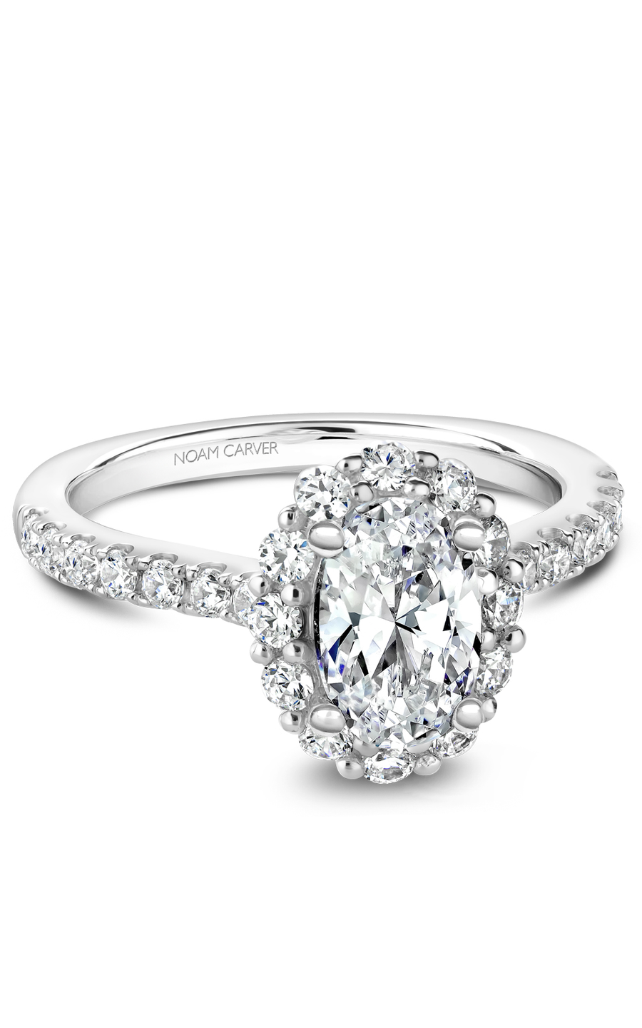 Platinum Halo Oval Engagement Ring