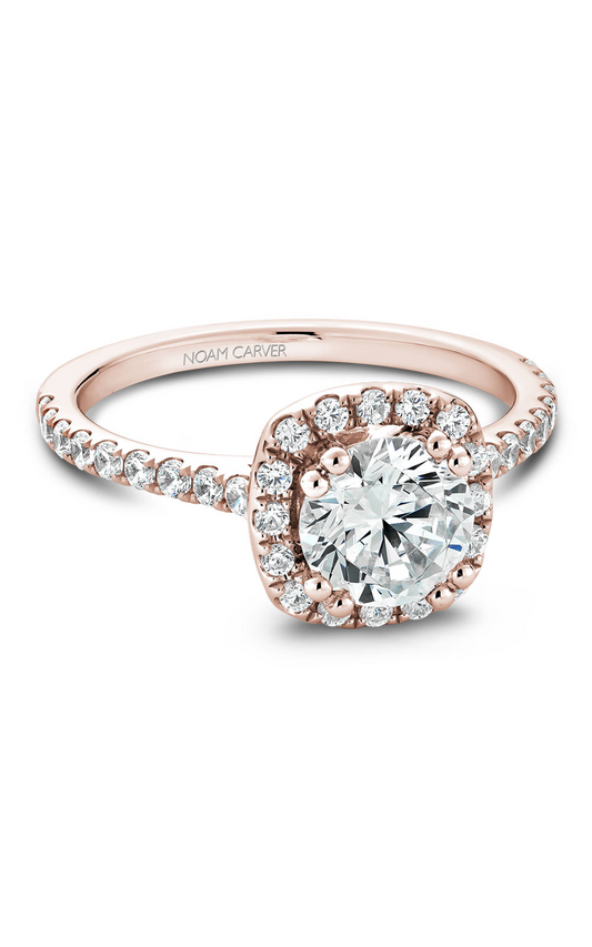 14K Rose Gold Halo Round Engagement Ring
