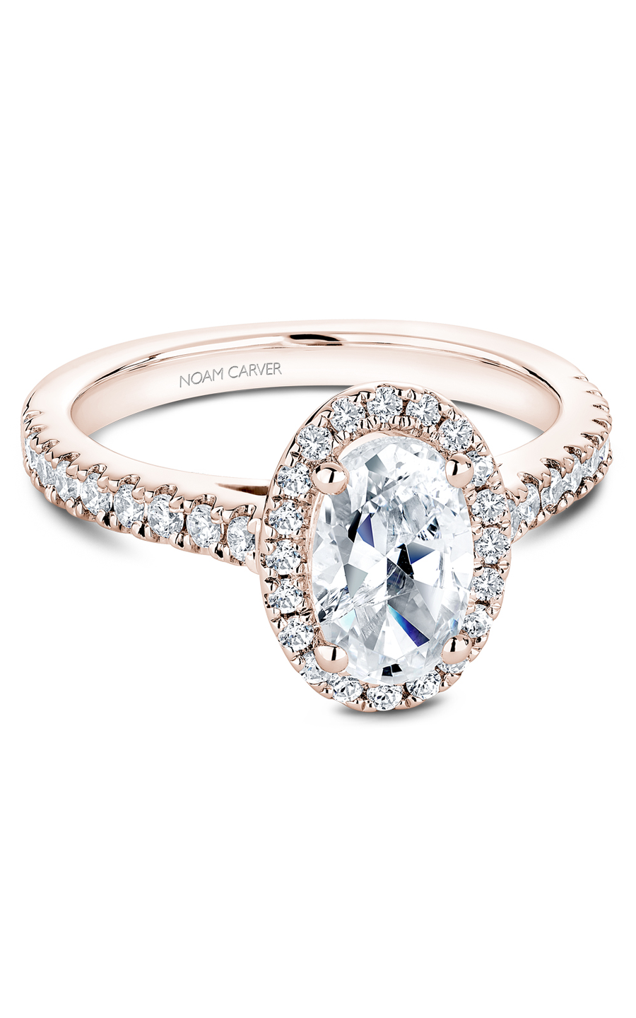 18K Rose Gold Halo Oval Engagement Ring