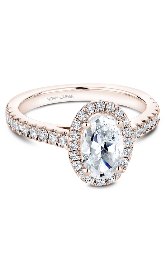 18K Rose Gold Halo Oval Engagement Ring