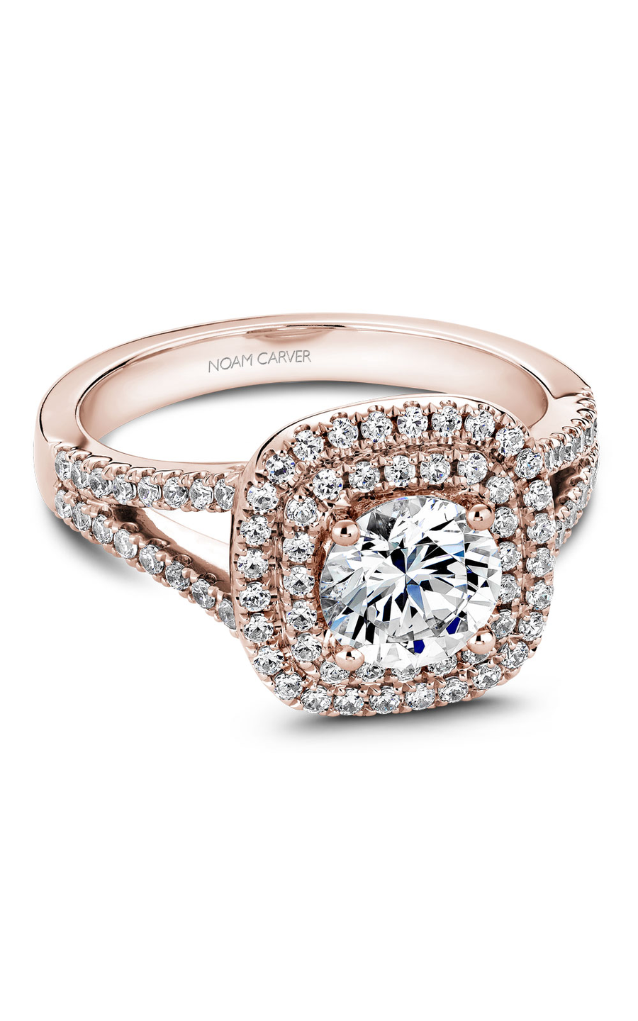 18K Rose Gold Halo Round Engagement Ring