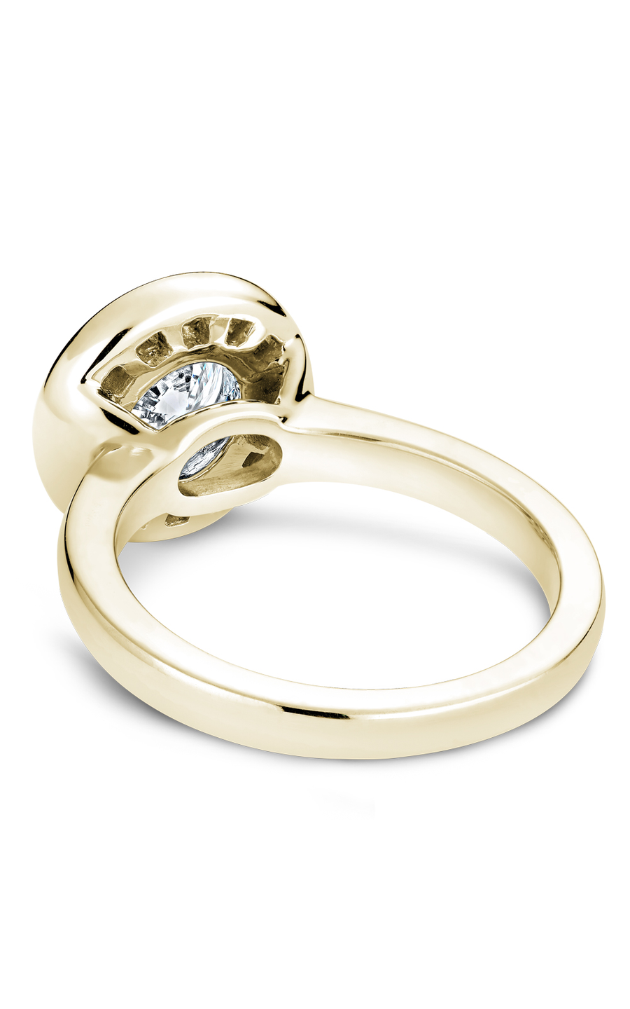 14K Yellow Gold Halo Round Engagement Ring