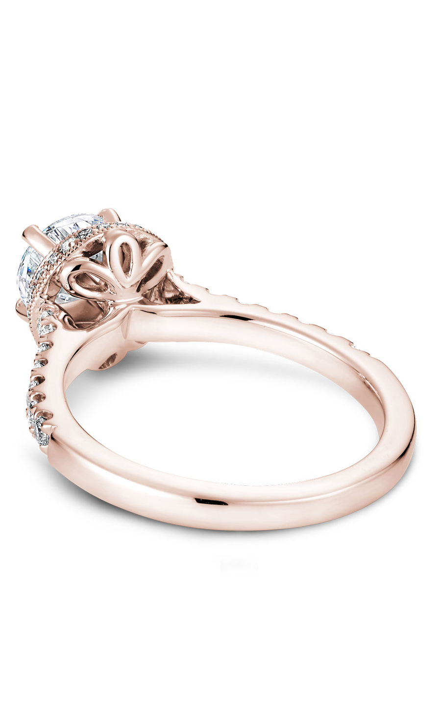 14K Rose Gold Halo Round Engagement Ring