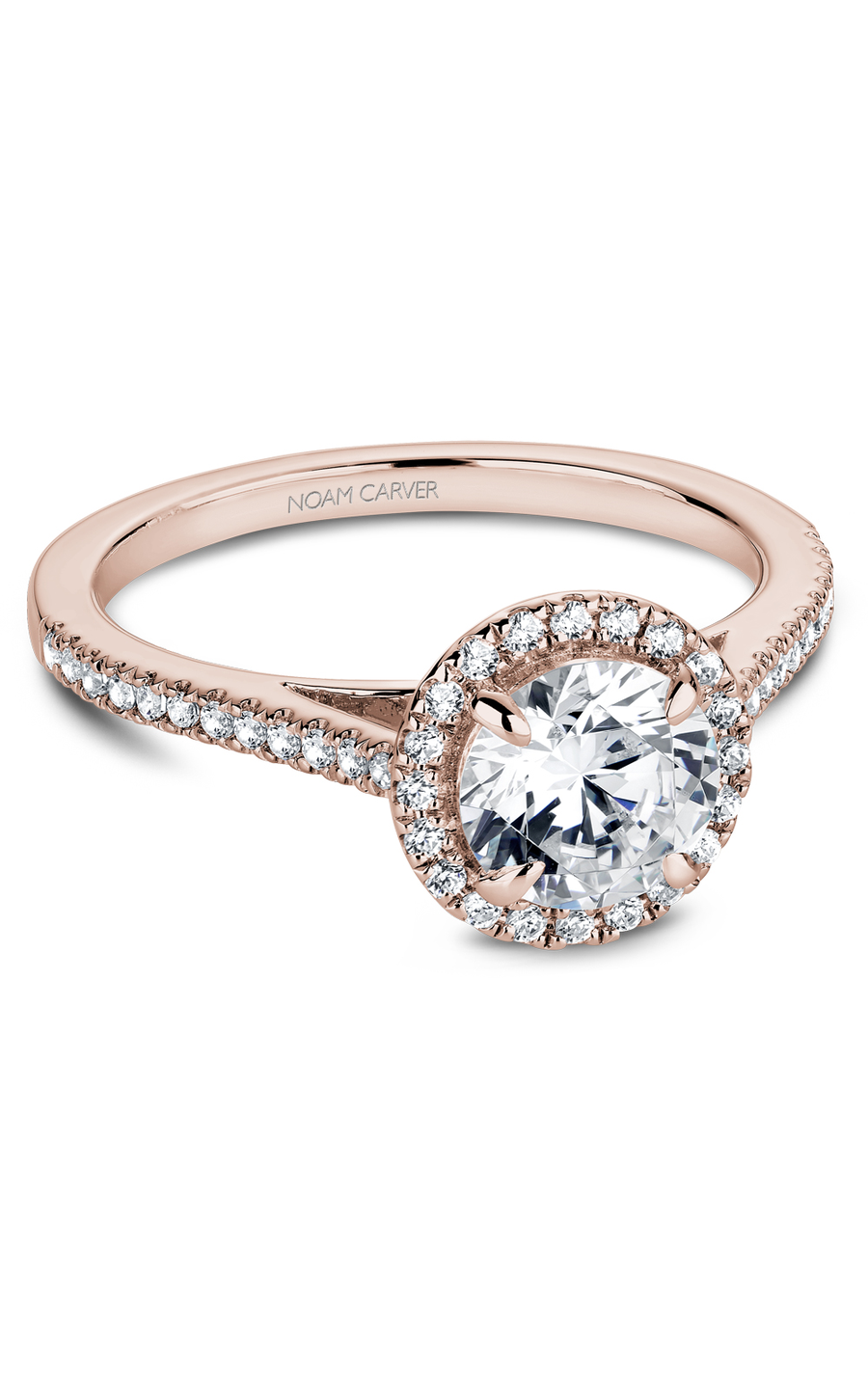 14K Rose Gold Halo Round Engagement Ring