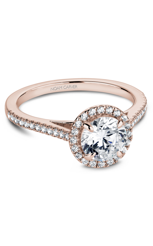 14K Rose Gold Halo Round Engagement Ring