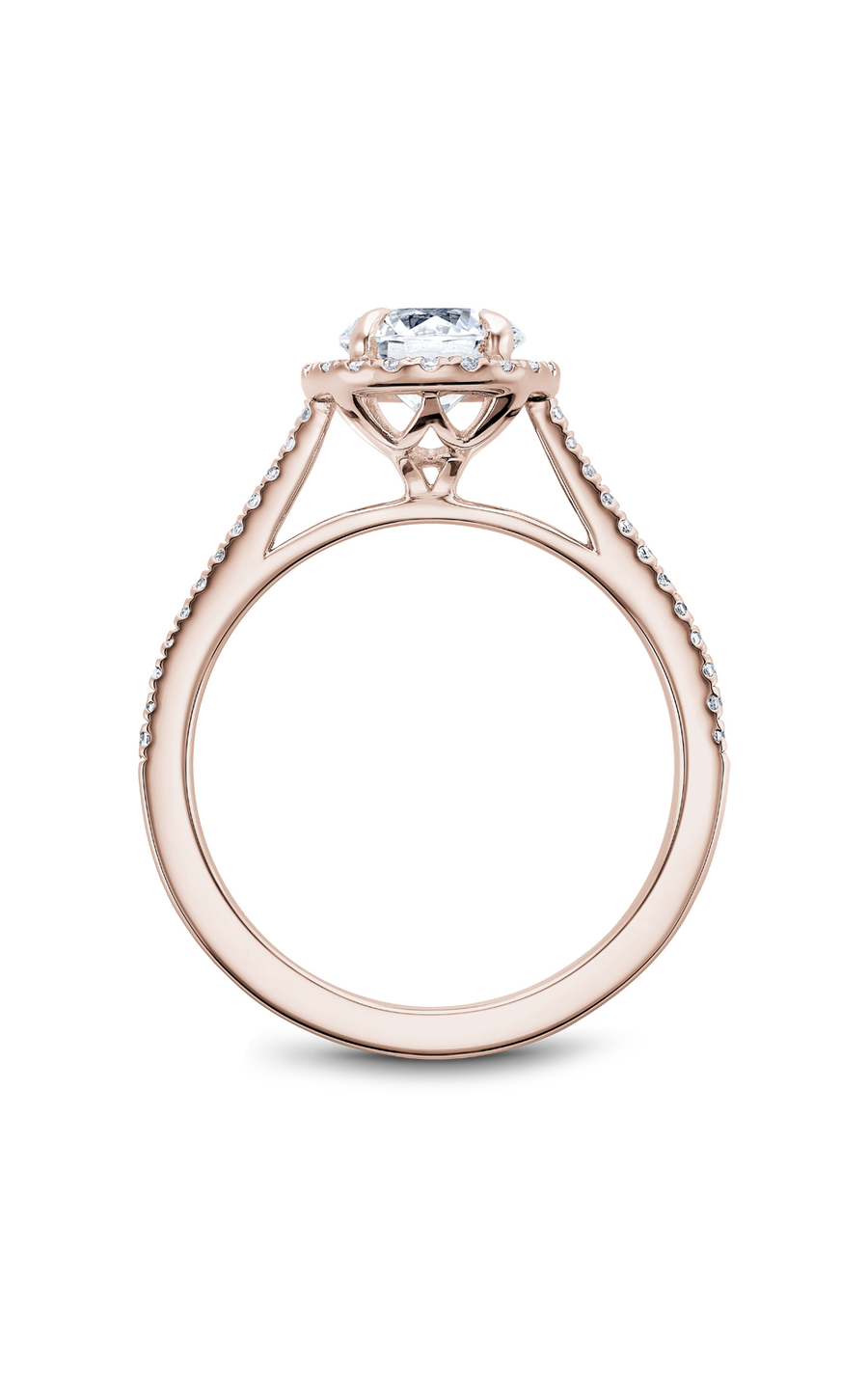 18K Rose Gold Halo Round Engagement Ring