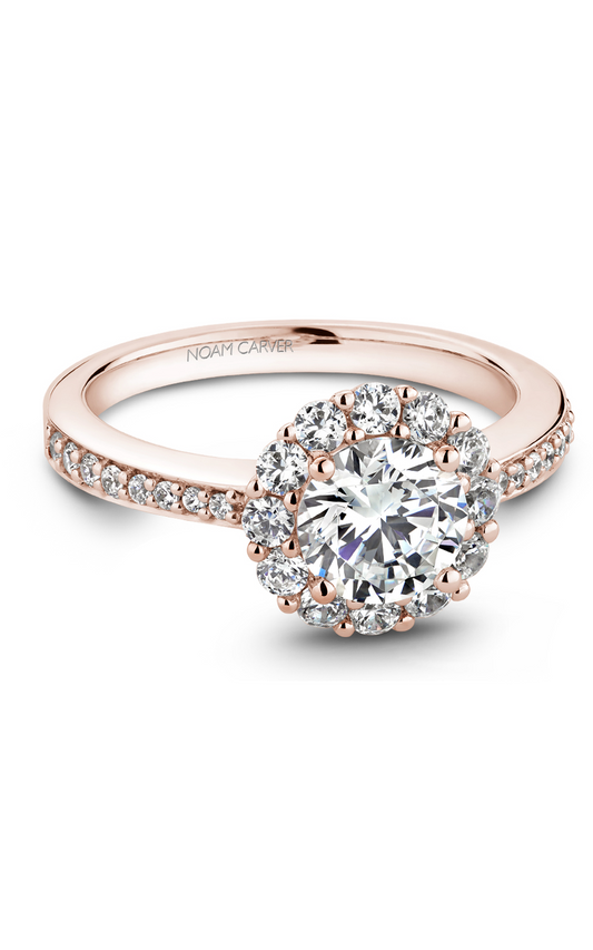 18K Rose Gold Halo Round Engagement Ring