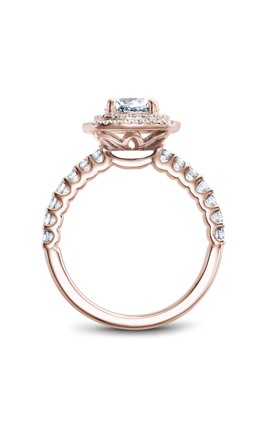 14K Rose Gold Halo Round Engagement Ring