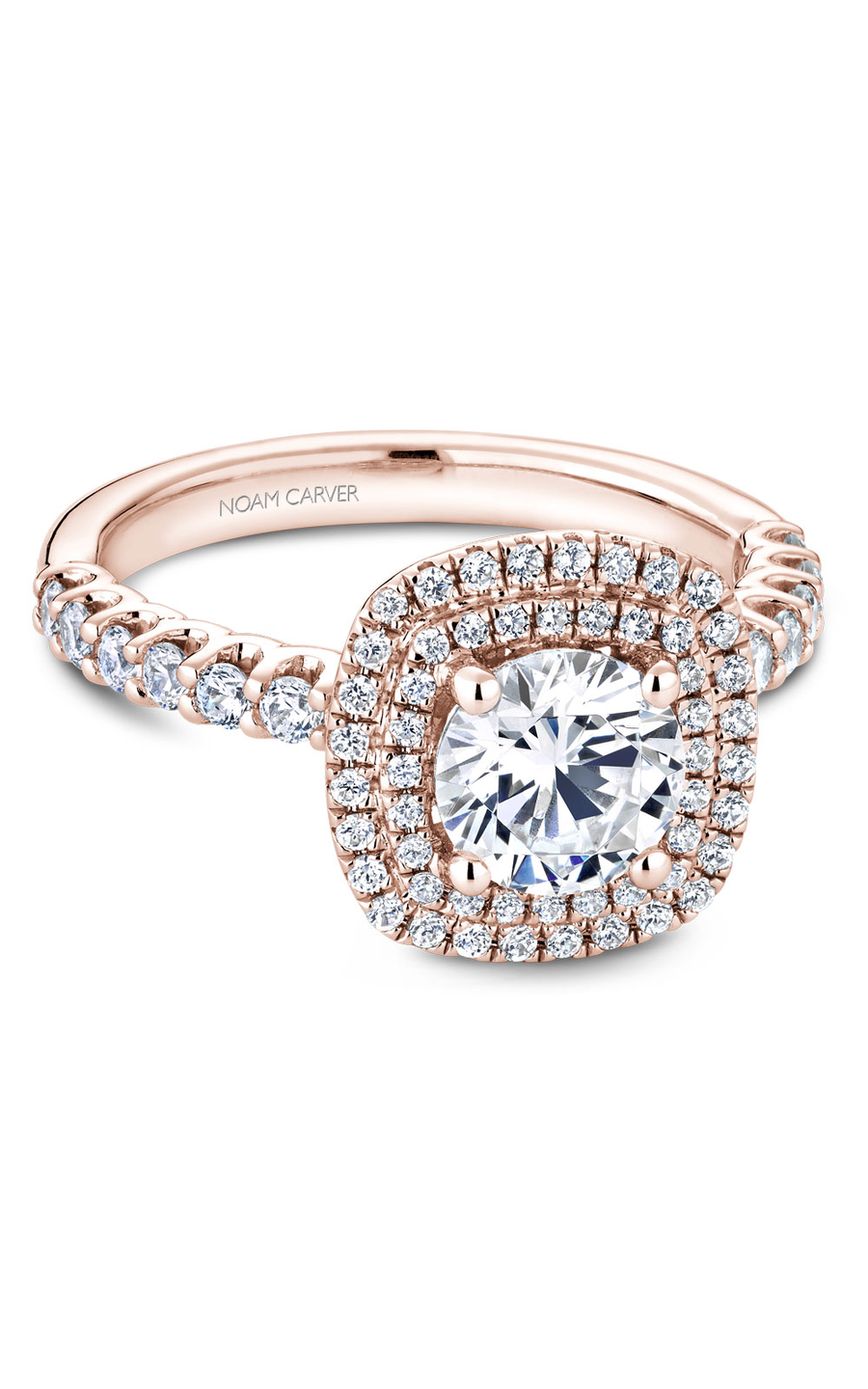 18K Rose Gold Halo Round Engagement Ring