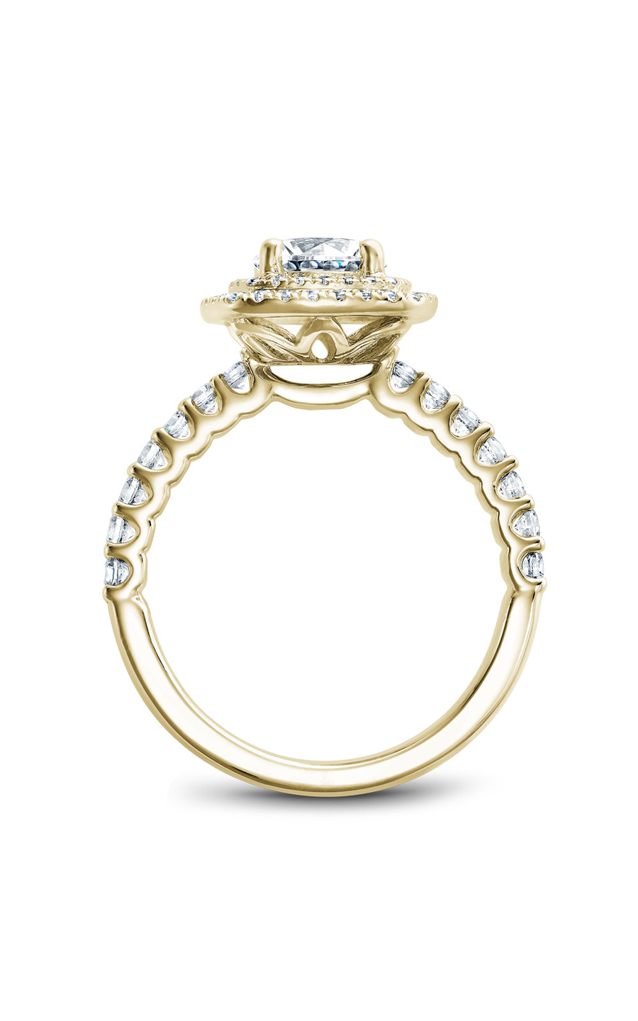 18K Yellow Gold Halo Round Engagement Ring