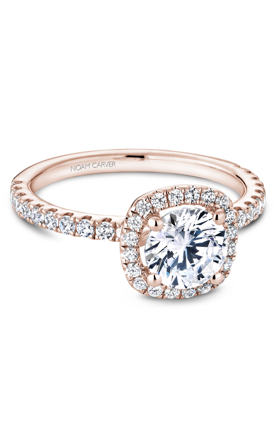 18K Rose Gold Halo Round Engagement Ring