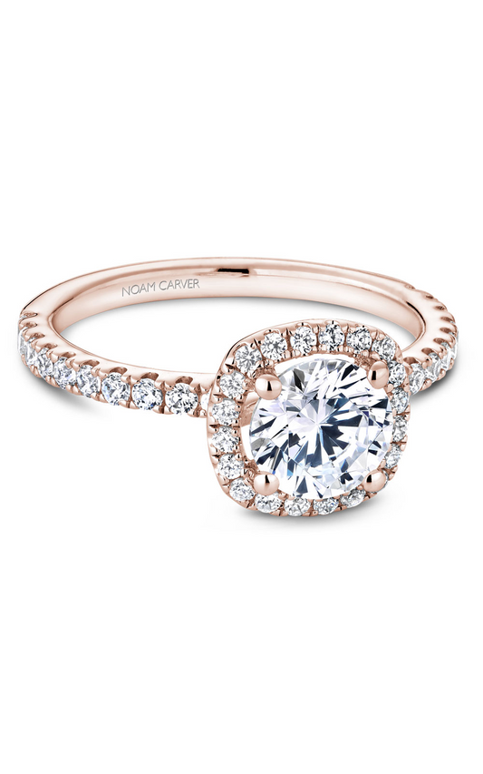18K Rose Gold Halo Round Engagement Ring